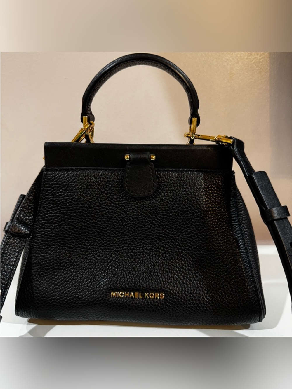Michael Kors Gramercy Frame
Small Black Leather Satchel Bag